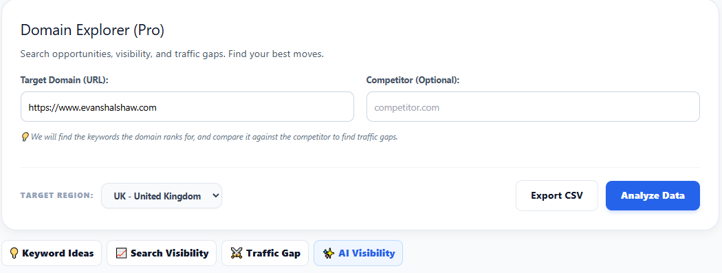 AI Visibility Target Input
