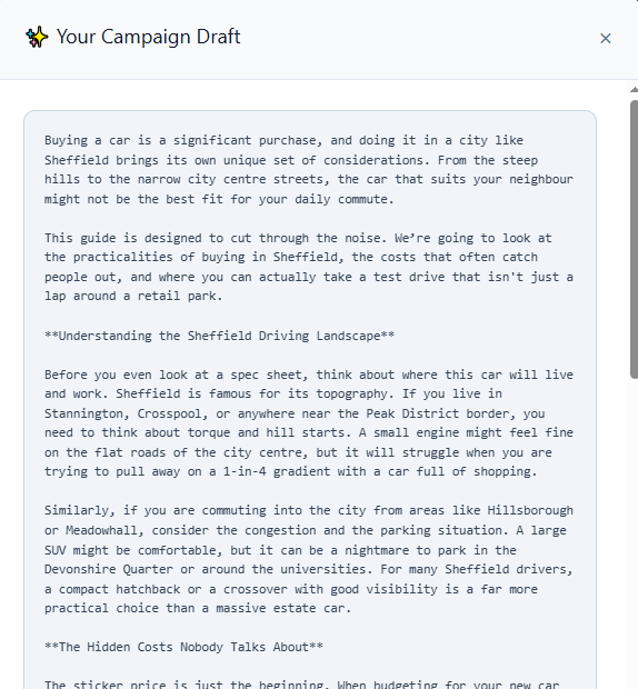 AI Generated Campaign Draft