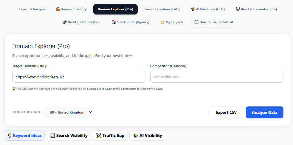 Keyword Ideas Target Input