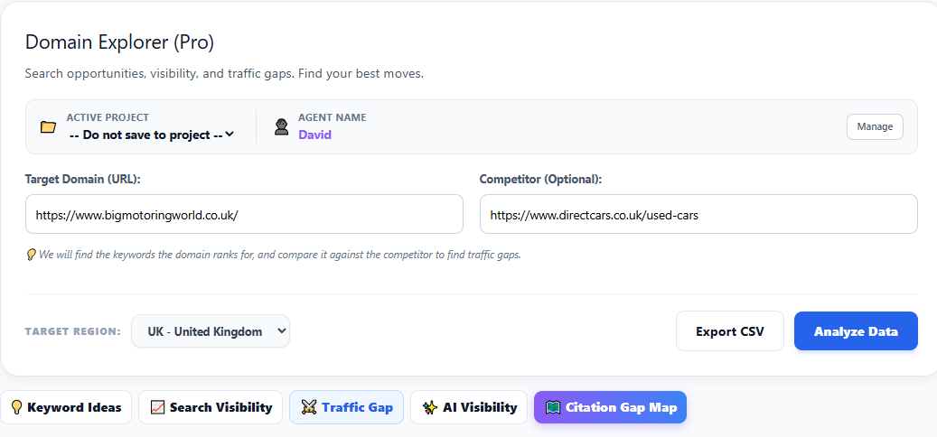 Traffic Gap Configuration Interface